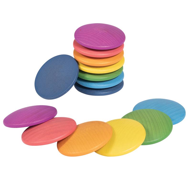 Rainbow Wooden Discs - Set of 14. Picture 2