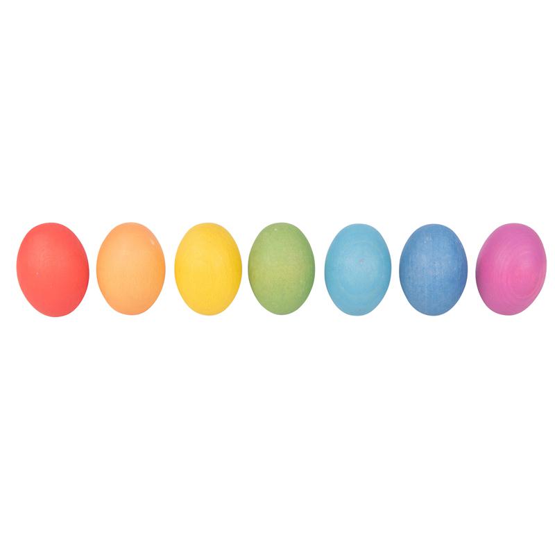 Rainbow Wooden Eggs - Set of 7 Colors. Picture 2