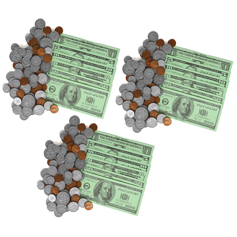 Play Money Set - Bills & Coins - 199 Pieces Per Set - 3 Sets. Picture 2