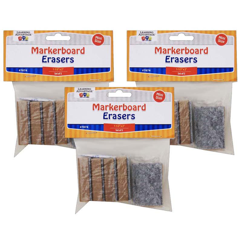 Mini Markerboard Erasers, 5 Per Pack, 3 Packs. Picture 2