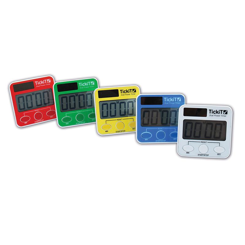 Dual Power Timers - Set of 5 - Red, Yellow, Green, Blue, White. Picture 2