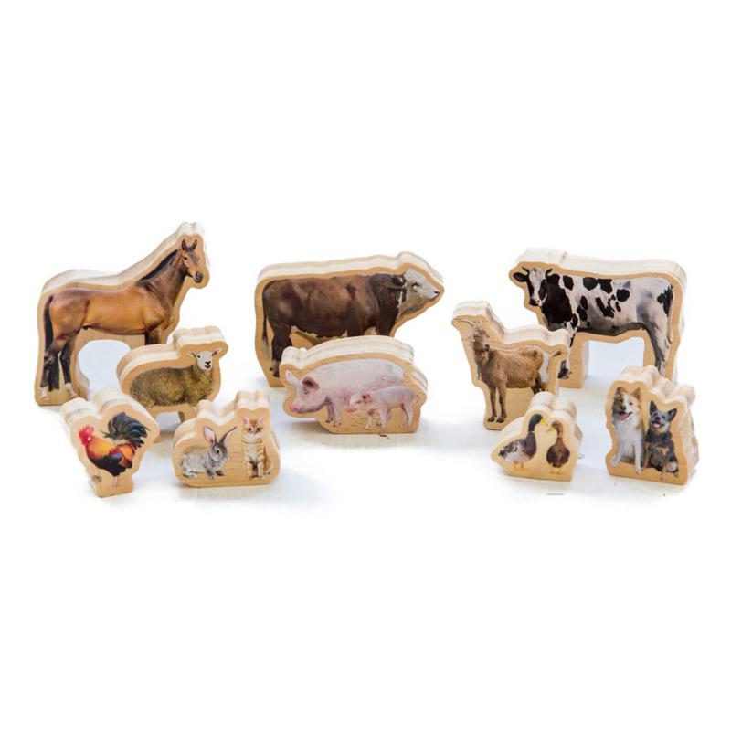 My Farm Animals Wooden Blocks - Set of 10 - Ages 1+. Picture 2