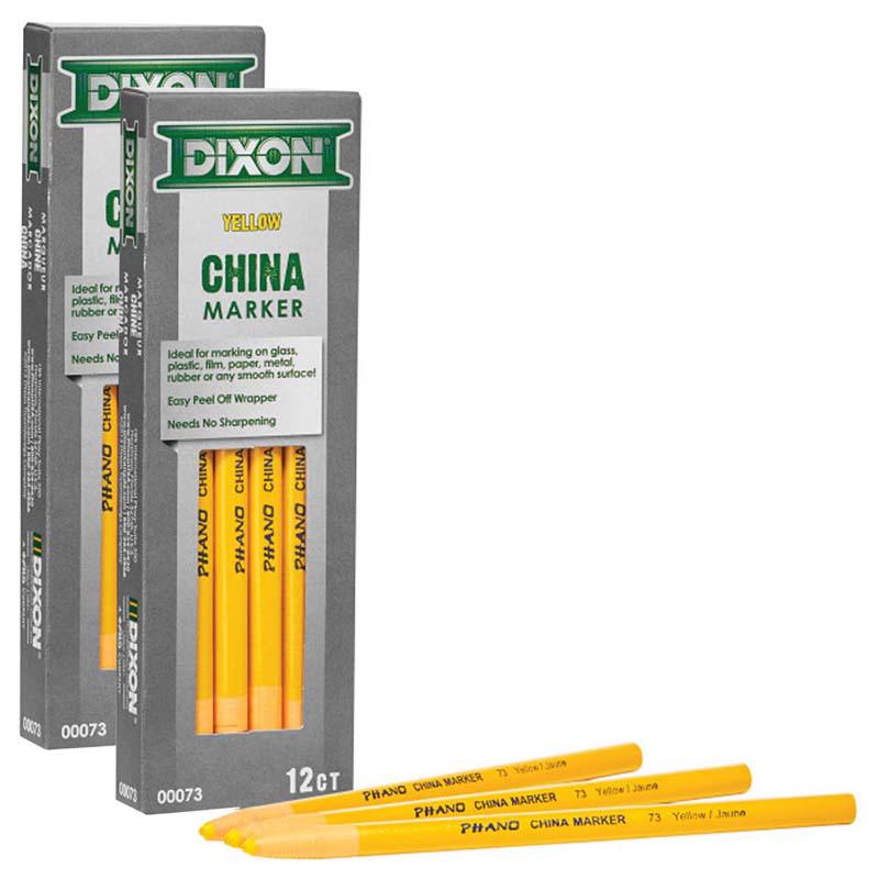 Phano China Markers, Yellow, 12 Per Pack, 2 Packs. Picture 2