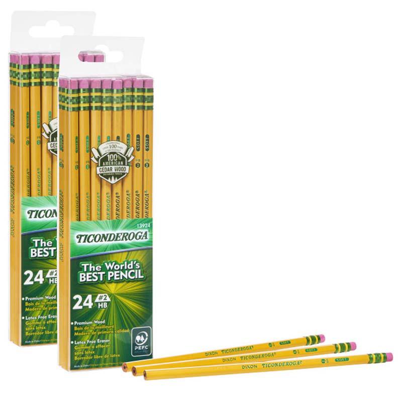 Pencils, #2 Soft, Yellow, Unsharpened, 24 Per Pack, 2 Packs. Picture 2