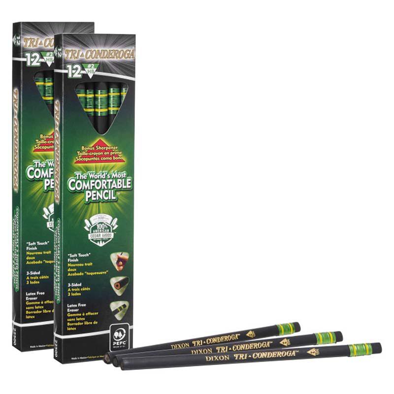 Tri-Conderoga 3-Sided Pencils with Sharpener, 12 Per Pack, 2 Packs. Picture 2