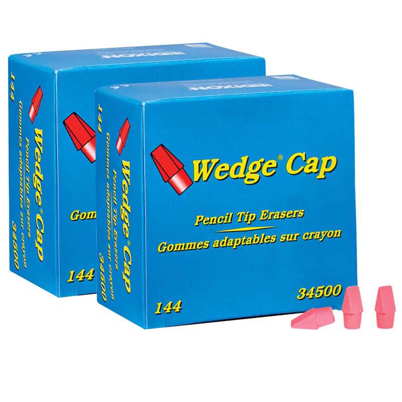 Wedge Pencil Cap Erasers, Pink, 144 Per Pack, 2 Packs. Picture 2