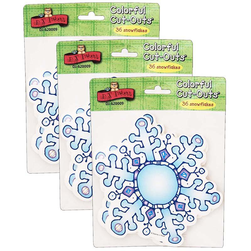 Snowflakes Cut-Outs by DJ Inkers, 36 Per Pack, 3 Packs. Picture 2