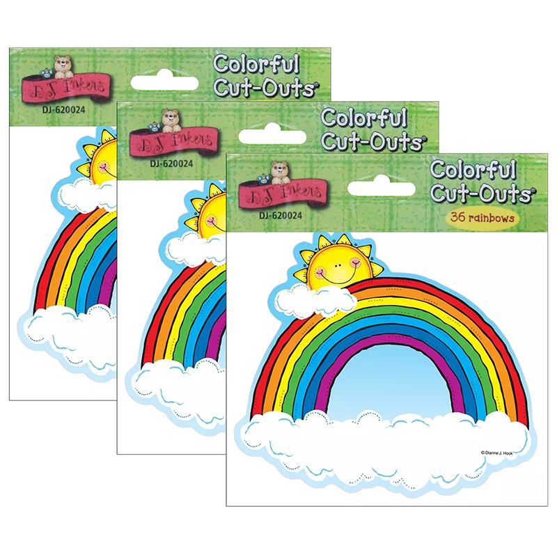 Rainbows Cut-Outs, 36 Per Pack, 3 Packs. Picture 2