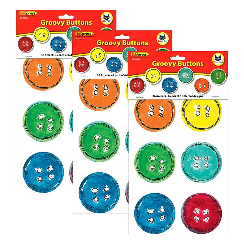 Pete the Cat Groovy Buttons Accents, 36 Per Pack, 3 Packs. Picture 2