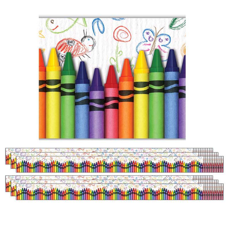 Crayons Layered Border, 35 Feet Per Pack, 6 Packs. Picture 2