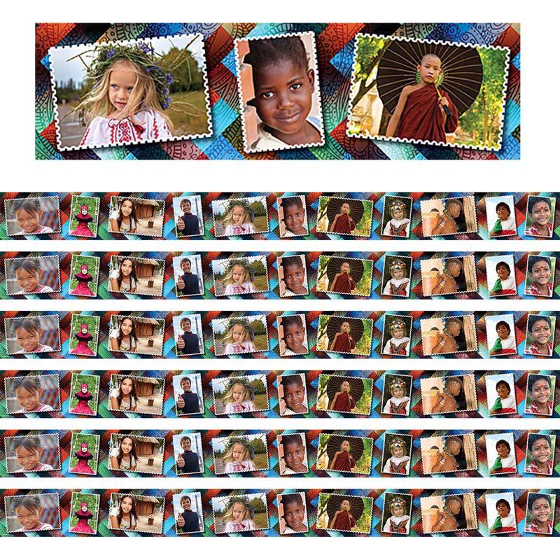 Multicultural Kids Postcards Photo Border, 35 Feet Per Pack, 6 Packs. Picture 2