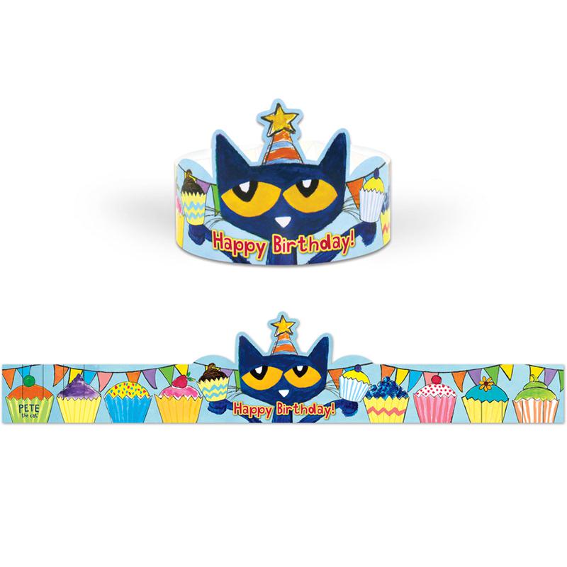 Pete the Cat Happy Birthday Crowns, Pack of 30. Picture 2