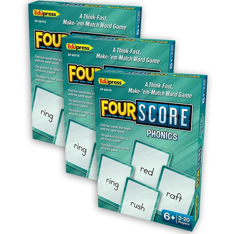 Four Score Card Game: Phonics, Pack of 3. Picture 2