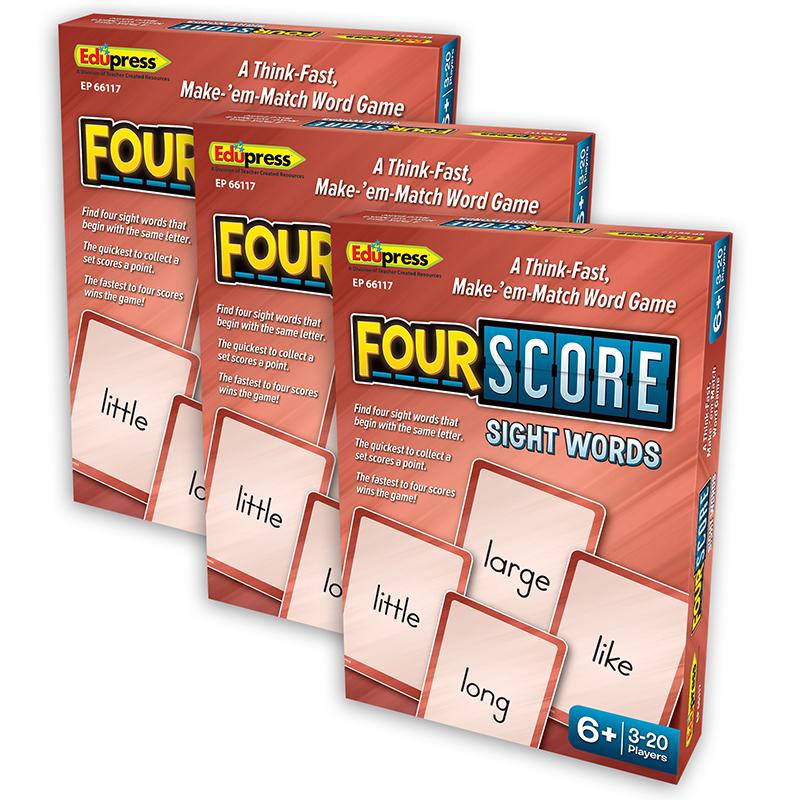 Four Score Card Game: Sight Words, Pack of 3. Picture 2