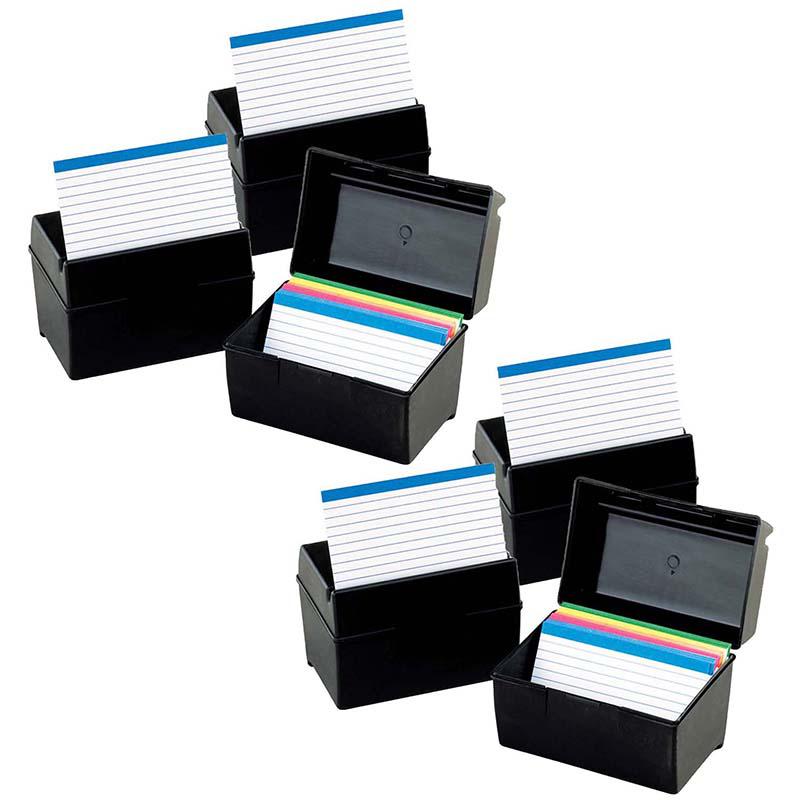Plastic Index Boxes, 3 X 5, 300 Cards Capacity, Black, Pack of 6. Picture 2