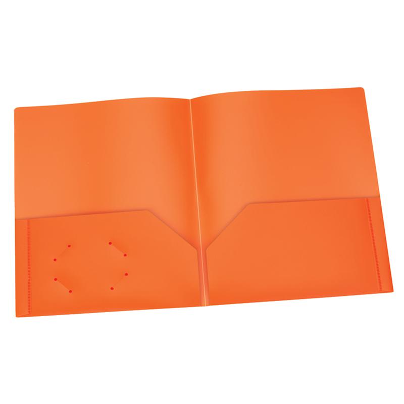 Poly Two Pocket Portfolio, Orange, Pack of 25. Picture 2