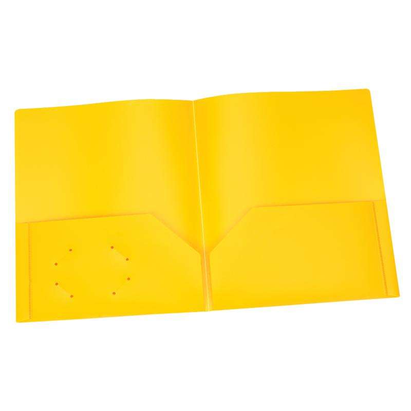 Poly Two Pocket Portfolio, Yellow, Pack of 25. Picture 2