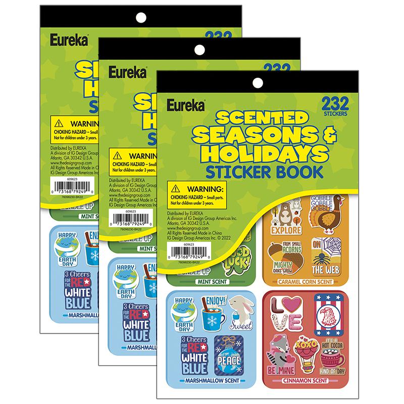 Seasons & Holidays Scented Stickerbook, 232 Stickers Per Book, Pack of 3. Picture 2