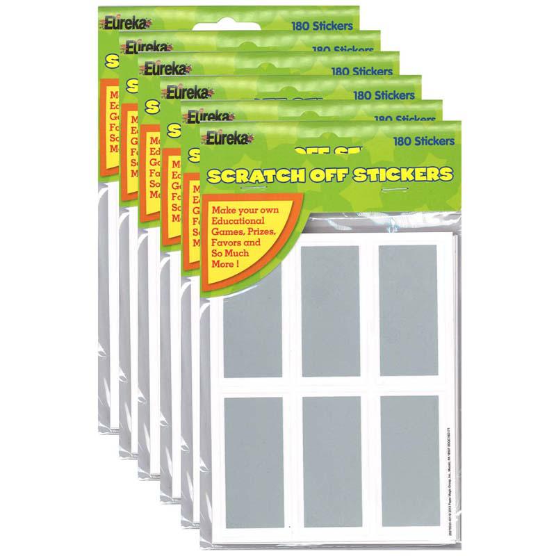 Rectangles Scratch Off Stickers, 180 Per Pack, 6 Packs. Picture 2