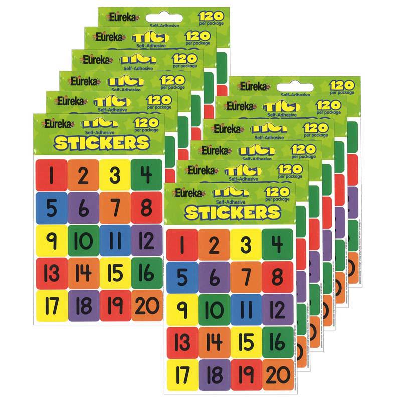 Numbers (1-20) Theme Stickers, 120 Per Pack, 12 Packs. Picture 2