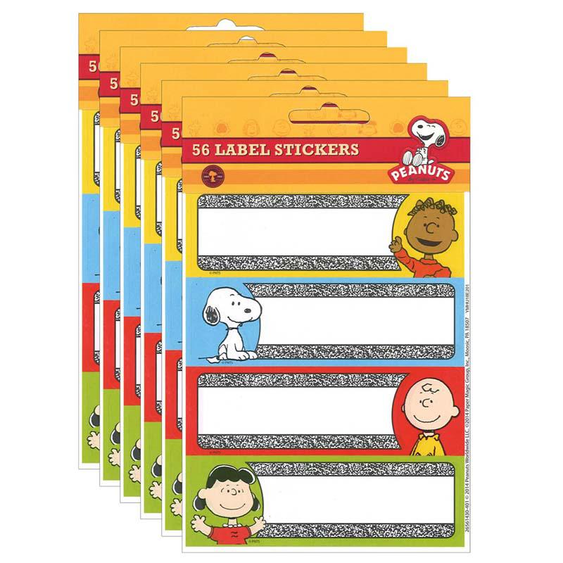 Peanuts Composition Label Stickers, 56 Per Pack, 6 Packs. Picture 2