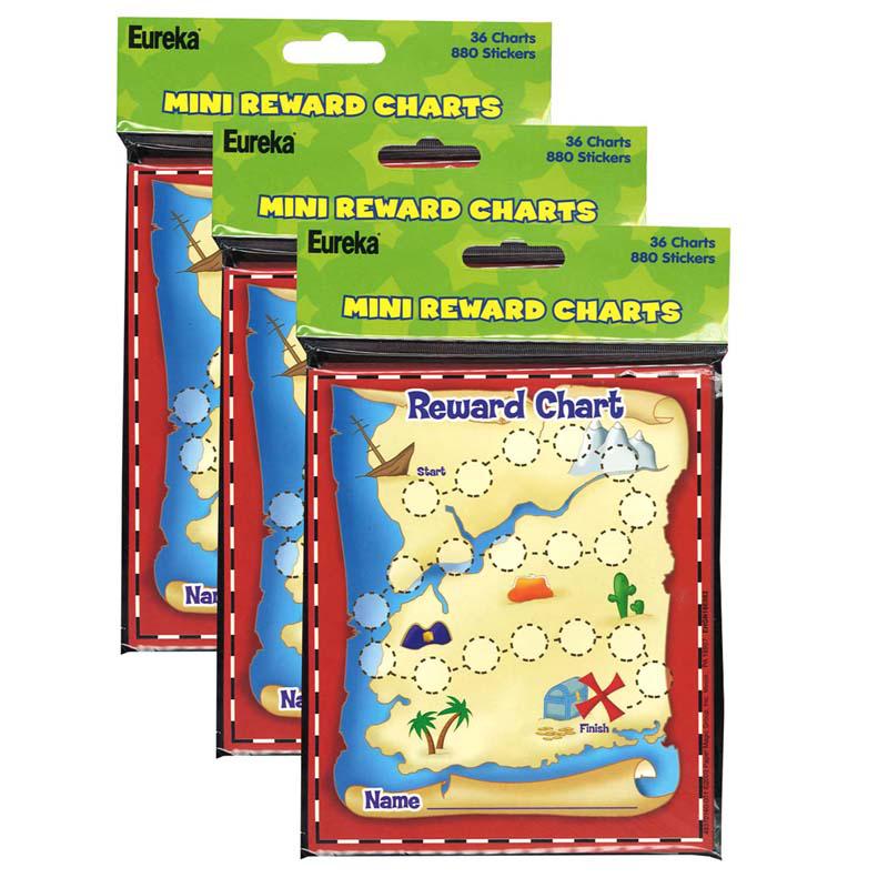 Treasure Hunt Mini Reward Charts with Stickers, 36 Charts Per Pack, 3 Packs. Picture 2
