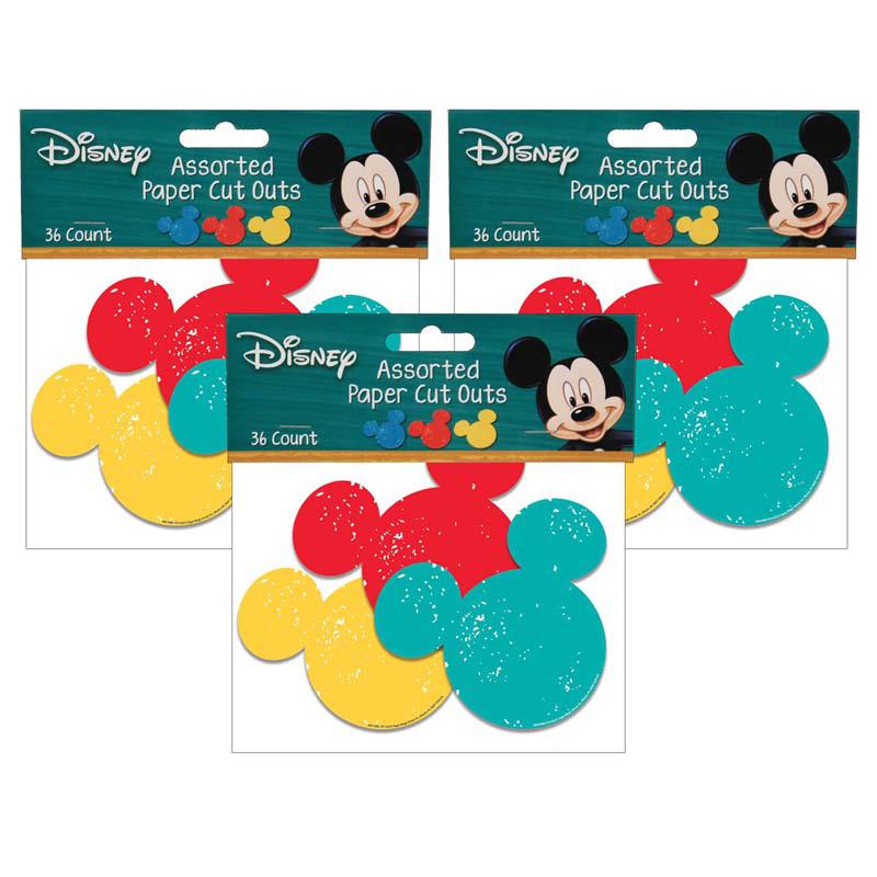 Mickey Mouse Paper Cut Outs, 36 Per Pack, 3 Packs. Picture 2