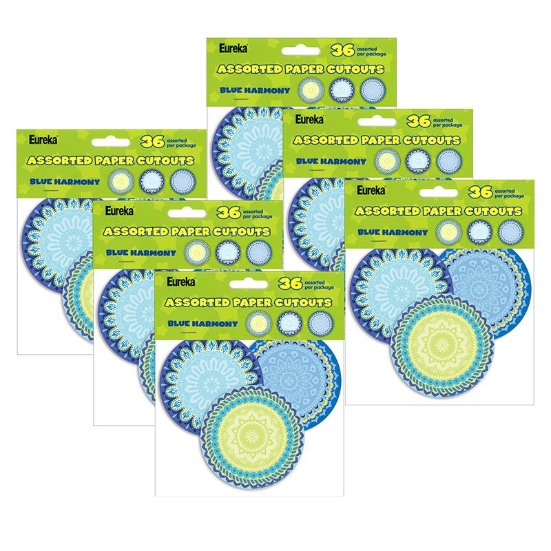Blue Harmony Assorted Round Paper Cut Outs, 36 Per Pack, 6 Packs. Picture 2