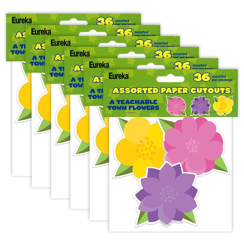 A Teachable Town Flowers Paper Cut-Outs, 36 Per Pack, 6 Packs. Picture 2