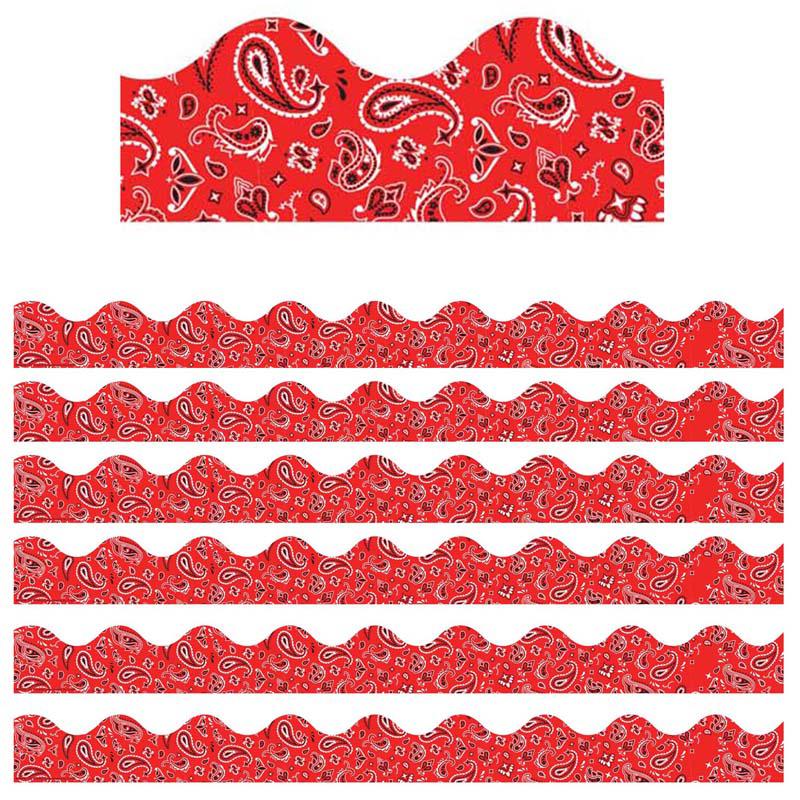 Red Bandana Extra Wide Deco Trim, 37 Feet Per Pack, 6 Packs. Picture 2