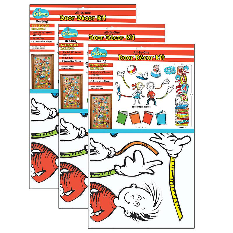 Dr. Seuss Reading All-In-One Door Decor Kit, 34 Pieces Per Set, 3 Sets. Picture 2