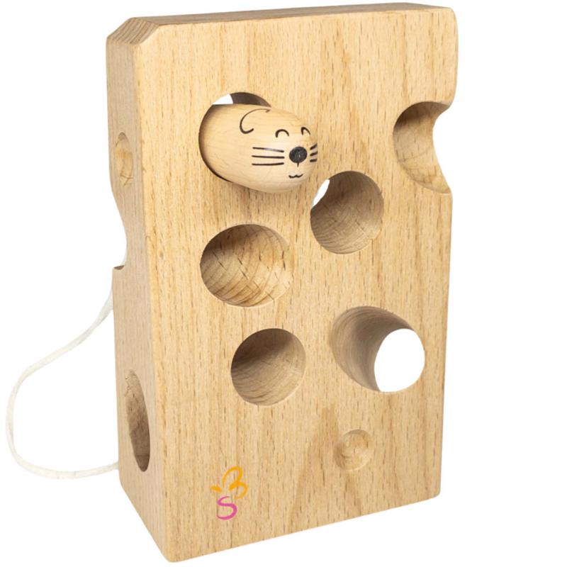 Cheesalino Wooden Lacing Toy (Cheese And Mouse). Picture 2