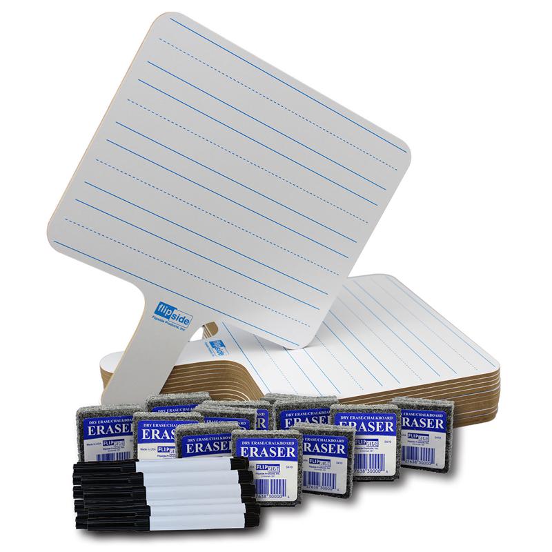 Two-Sided Rectangular Dry Erase Writing Paddles, Pens, Class Pack of 12. Picture 2