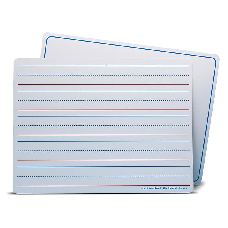 Dry Erase Learning Mat, Two-Sided Red & Blue Ruled/Plain, 9" x 12", Pack of 12. Picture 2