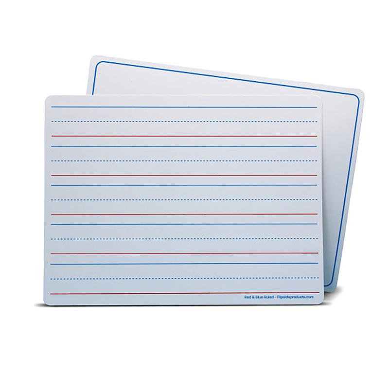 Dry Erase Learning Mat, Two-Sided Red & Blue Ruled/Plain, 9" x 12", Pack of 48. Picture 2