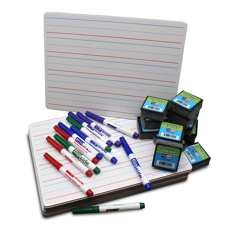 Two-Sided Dry Erase Boards, Red & Blue Ruled/Plain, Class Pack 12. Picture 2
