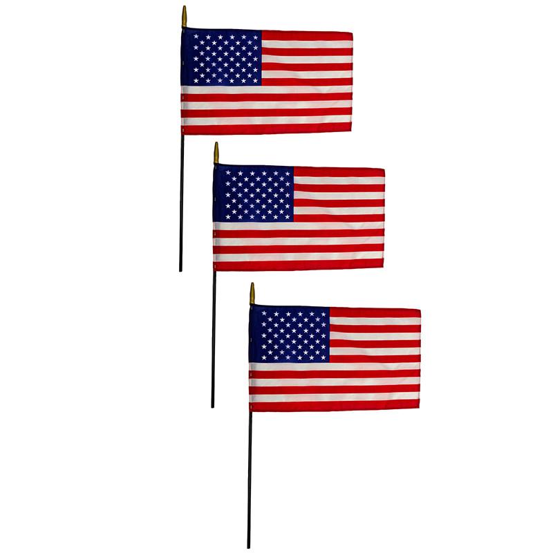 Nylon U.S. Classroom Flag, 12" x 18", Pack of 3. Picture 2