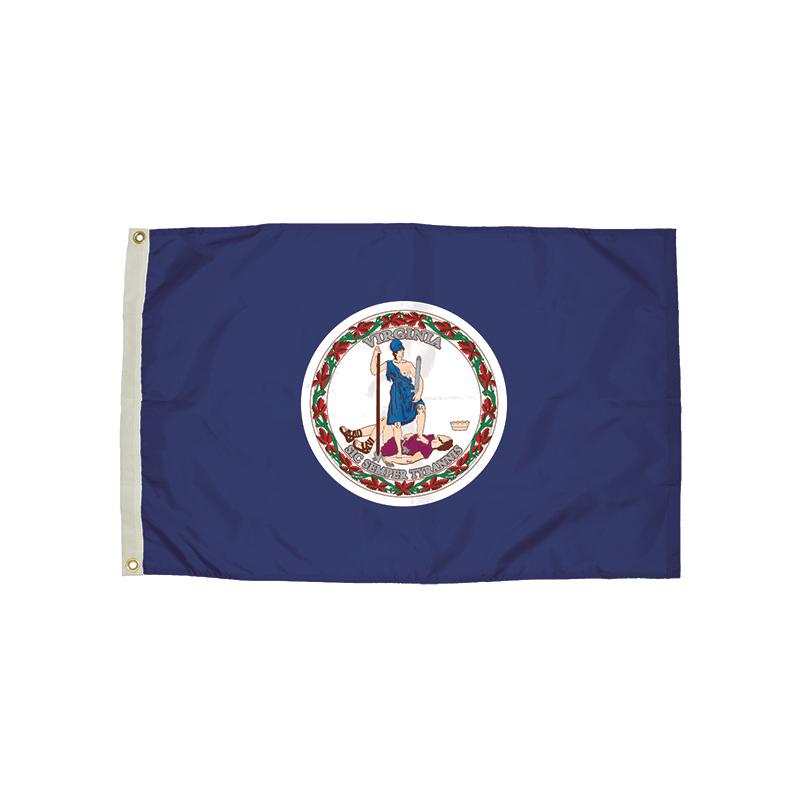 Durawavez Nylon Outdoor Flag with Heading & Grommets, Virginia, 3ft x 5ft. Picture 2