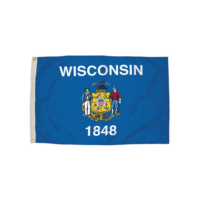 Durawavez Nylon Outdoor Flag with Heading & Grommets, Wisconsin, 3ft x 5ft. Picture 2