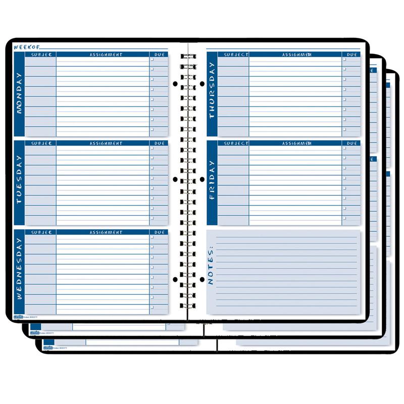 Non-Dated Student Planner/Assignment Book, Pack of 3. Picture 2