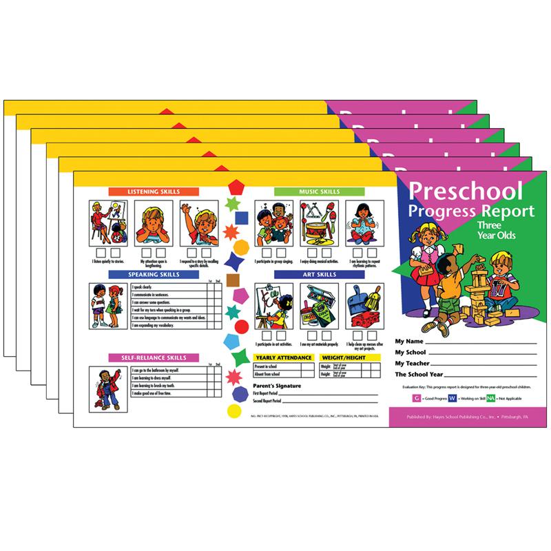 Preschool Progress Report, Three Year Olds, 10 Per Pack, 6 Packs. Picture 2
