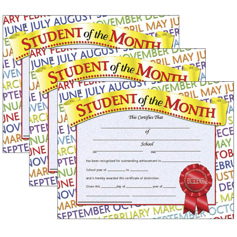 Student of the Month Certificate, 8.5" x 11", 30 Per Pack, 3 Packs. Picture 2