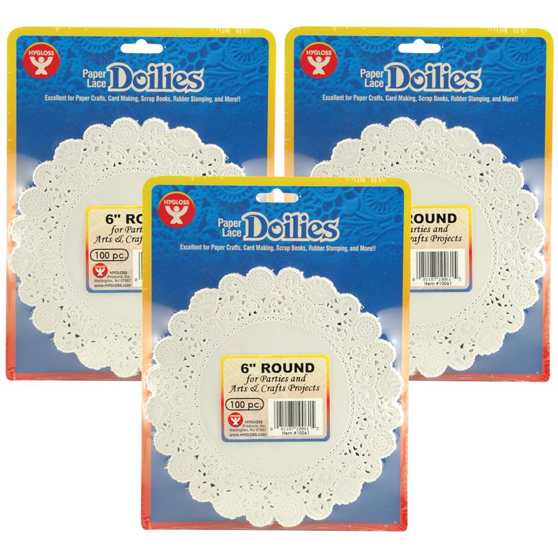 Round Paper Lace Doilies, White, 6", 100 Per Pack, 3 Packs. Picture 2