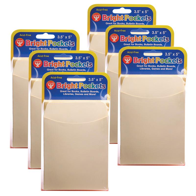 Library Pockets, 3.5" x 4.5", Non-Adhesive, Manila, 40 Per Pack, 6 Packs. Picture 2
