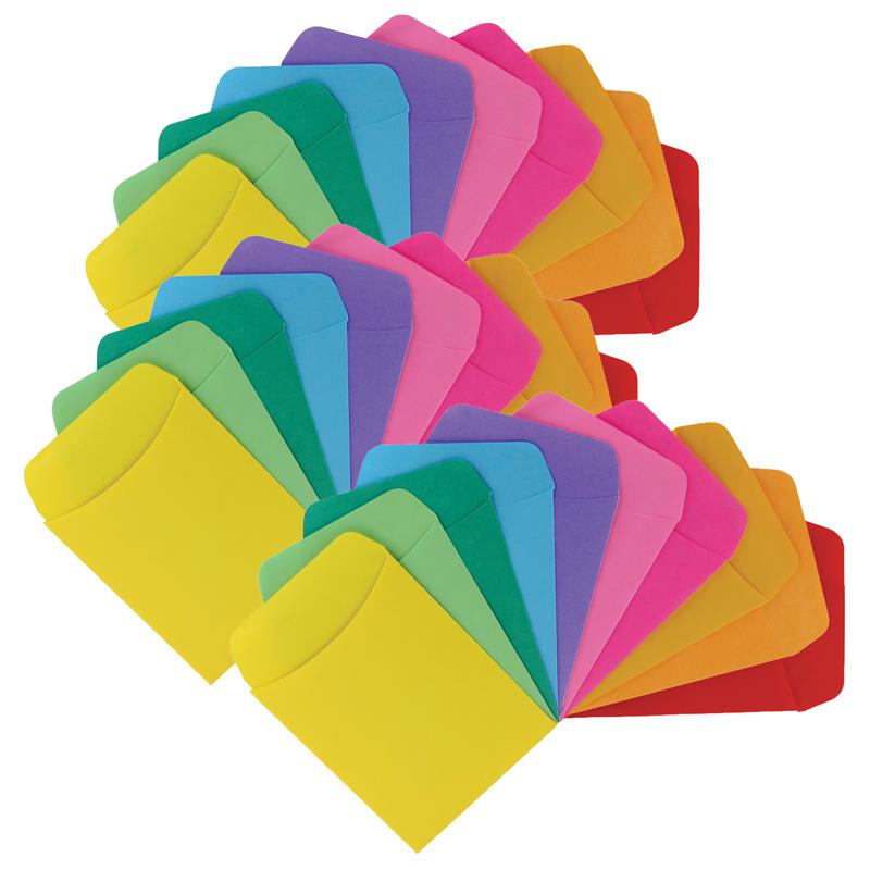Self-Adhesive Library Pockets, 3.5" x 4.875", 10 Colors, 30 Per Pack, 3 Packs. Picture 2