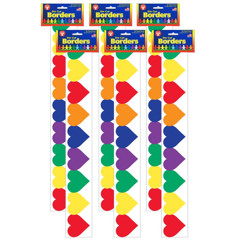 Multi-Color Hearts Border, 36 Feet Per Pack, 6 Packs. Picture 2