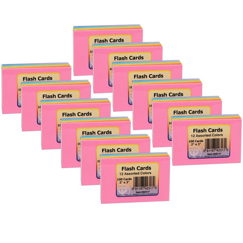 Bright Flash Cards, 2" x 3", 100 Per Pack, 12 Packs. Picture 2