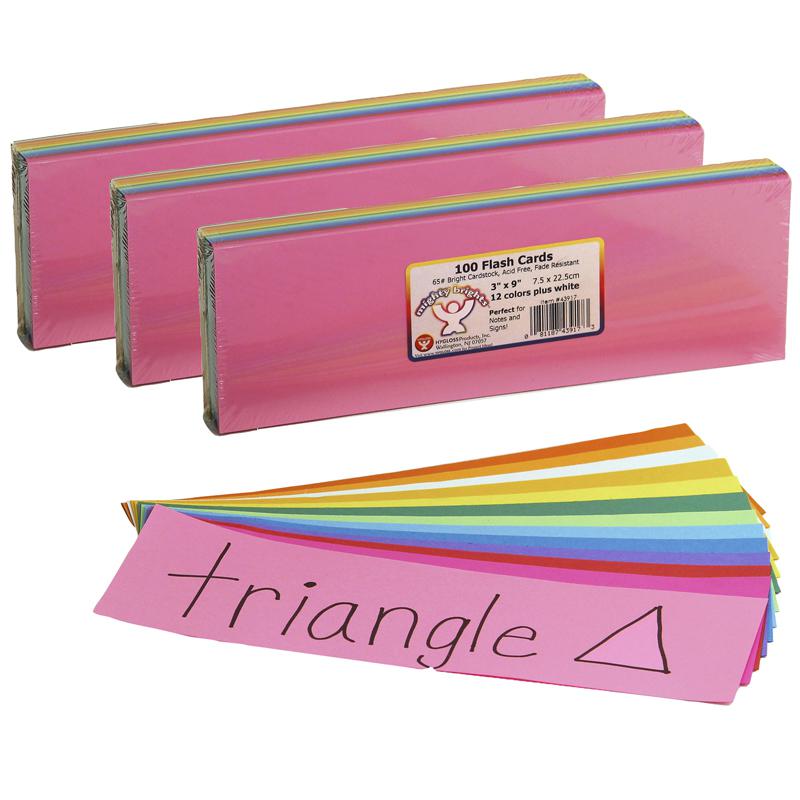 Bright Flash Cards, 3" x 9", 100 Per Pack, 3 Packs. Picture 2