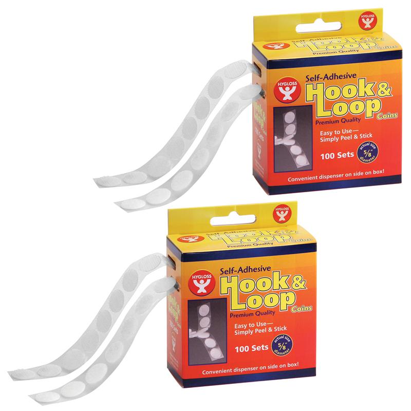 Self-Adhesive Hook & Loop Coins, 5/8", 100 Per Pack, 2 Packs. Picture 2