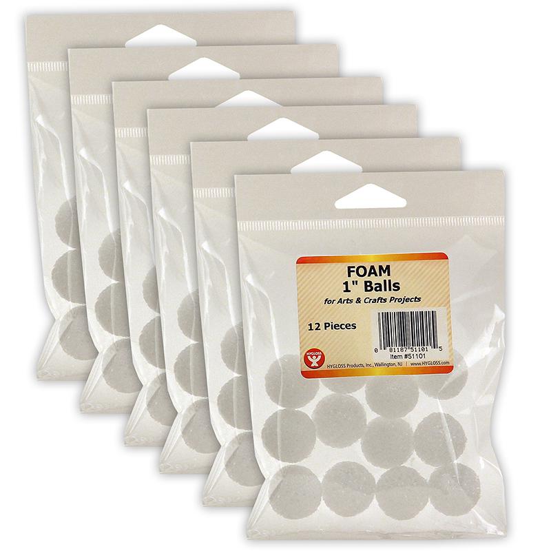 Craft Foam Balls, 1 Inch, White, 12 Per Pack, 6 Packs. Picture 2